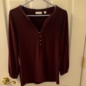 New York & Company Deep Burgundy Blouse
